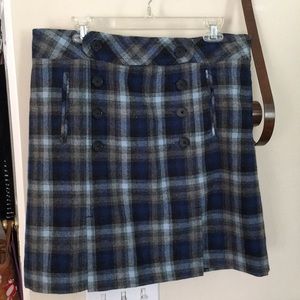 Ann Taylor Loft Blue and Gray plaid skirt size 14